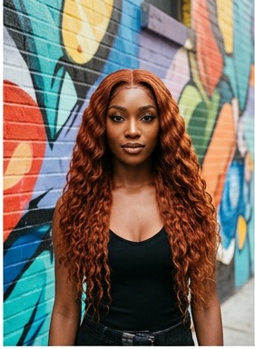 Ombre deep wave lace front wig