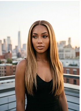 Honey blonde straight lace front wig